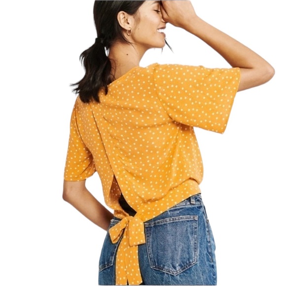 Abercrombie & Fitch Tops - Abercrombie & Fitch Polka Dot Surplice Tie Back Blouse